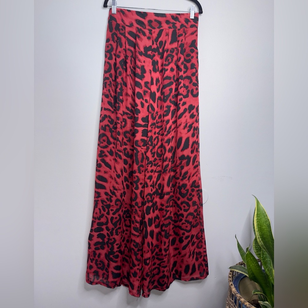 Love and Lemonade Red Leopard Wide-Leg Pant Boho Beach | Size Large